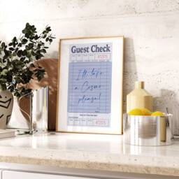 Guest Check Print - Cosmo Wall Art I'll Take A Please Cocktails Poster Trendy Receipt Bar Cart Decor Kitchen - thumbnail 3