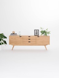 Heim - Mid-Century Modern Oak Sideboard, Stylish Wooden Credenza For Dining Room