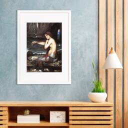 Mermaid Framed Art Print Poster Wall Mounted Quirky Fairy Tale Pre-Raphaelite John William Waterhouse Classic Painting Victorian Edwardian - thumbnail 1