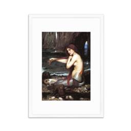 Mermaid Framed Art Print Poster Wall Mounted Quirky Fairy Tale Pre-Raphaelite John William Waterhouse Classic Painting Victorian Edwardian - thumbnail 3