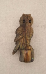 Rainbow Labradorite Stone Owl Statue, Animal Carved Sculpture Ornament , Home Decoration, Bird Craving - thumbnail 1