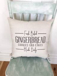 Gingerbread Christmas Pillow Cover Oatmeal Linen Holiday Decor - thumbnail 1