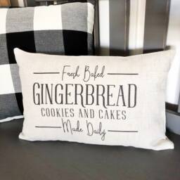 Gingerbread Christmas Pillow Cover Oatmeal Linen Holiday Decor - thumbnail 2