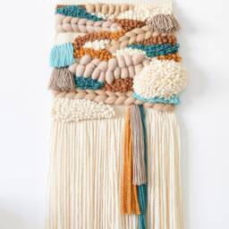 Chunky Woven Wall Hanging Modern Bohemian Tapestry With Tassels - thumbnail 2