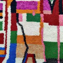 Handmade Moroccan Rug Red Wool Azilal Style, Boho Shag Rug - thumbnail 4