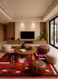Handmade Moroccan Rug Red Wool Azilal Style, Boho Shag Rug - thumbnail 1