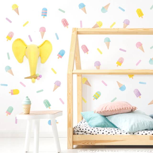 Ice Cream Theme Pack Wall Decal, Plastic-Free Wall Stickers For Kids Rooms - image 1