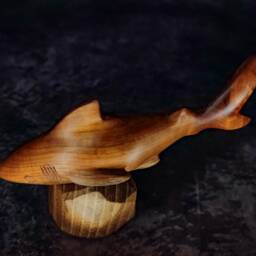 Handmade Wooden Shark Sculpture Natural Buckthorn, Black Locust Stand - thumbnail 4