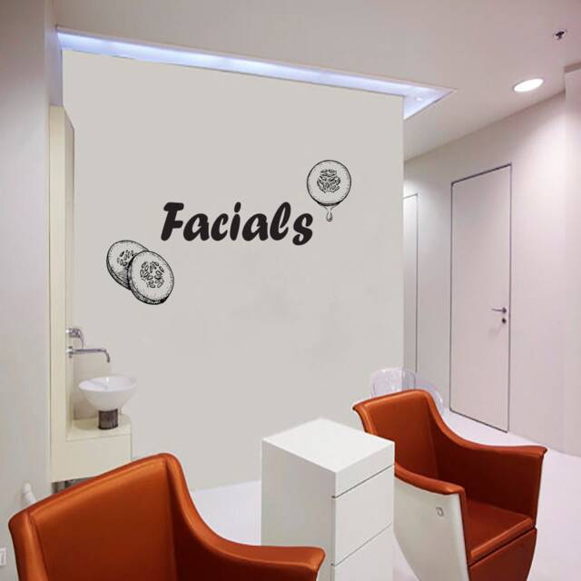 Spa Salon Wall Decal Facials & Skincare Quote, Woman Face Art Z6 - image 1