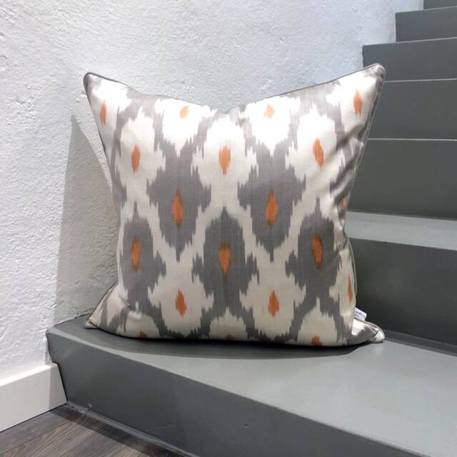 Silk Ikat Pillow Cover Spring Silver - Statement Cushion For Home Decor - image 1