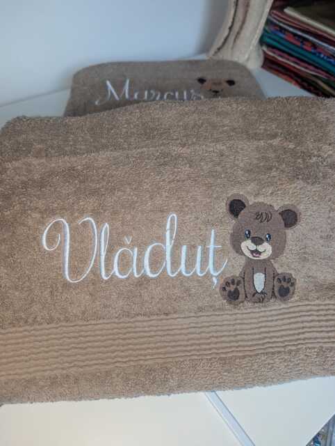 Personalised Embroidered Cotton Kids Bath Towel With Teddy Bear Design - image 1