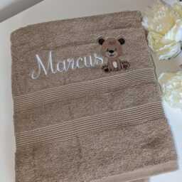 Personalised Embroidered Cotton Kids Bath Towel With Teddy Bear Design - thumbnail 2