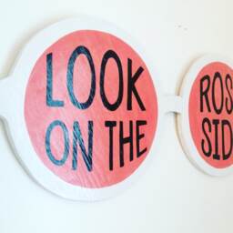 Rose Colored Glasses Hand Painted Wood Sign -Hand Oil Sign, Sunglasses Art, Original Painting, Modern Pop Colorful Wall Art - thumbnail 3