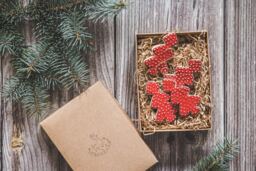 Ceramic Christmas Tree Ornaments Red Dotted Spruce Set Of Four - thumbnail 1