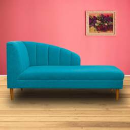Handmade Seashell Chaise Longue Daybed Plush Light Blue Fabric, British Made - thumbnail 1