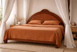 Linen Bedspread Terracotta Rust - Washed Blanket Minimalist Bedding Natural Coverlet Earth Tone Bedroom Decor