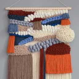 Handwoven Wool Tapestry Boho Wall Hanging With Wooden Dowel - thumbnail 1