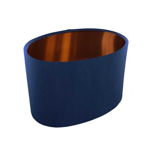 Navy Blue Oval Lampshade in Velvet With Copper Lining - image 1