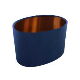 Navy Blue Oval Lampshade in Velvet With Copper Lining - thumbnail 1