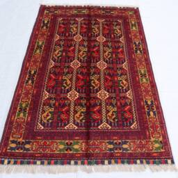 Turkmen Tekke Bukhara Rug 3'2x4'10 Ft Handmade Wool Top Quality Oriental Afghan Rug, Ala Bakhmal Design Bedroom Kitchen Living Room - thumbnail 2