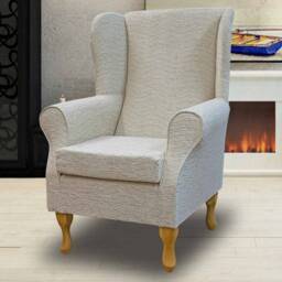 Handmade Wingback Armchair Camden Ripple Pearl Fireside Accent Chair - thumbnail 1