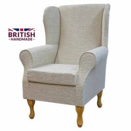 Handmade Wingback Armchair Camden Ripple Pearl Fireside Accent Chair - thumbnail 3