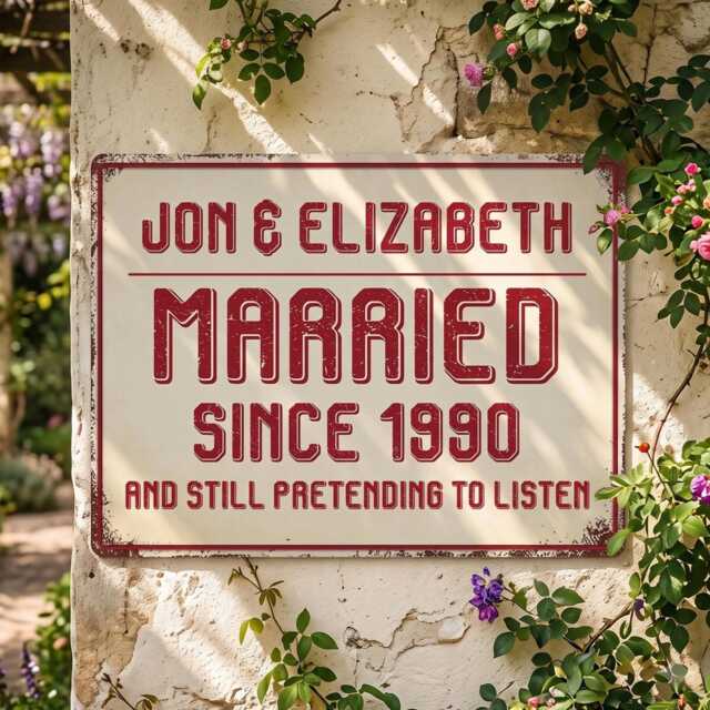 Personalized Couple Metal Sign, Custom Anniversary Wall Art With Names & Date, Funny Wedding Gift For Couples - image 1