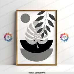 Grey Boho Prints - Set Of 3 Wall - Black Decor Living Room Posters Bedroom Artwork Home Hangings Botanicals - thumbnail 3