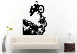 Bmx Bike Bicycle Extreme Sport Games Stunt Trick Wheelie Skateboarder Skateboard Urban City Wall Decal Vinyl Sticker Mural Room Decor L874 - thumbnail 1