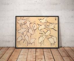Katsushika Hokusai Poster, Japanese Wall Print, Decor, Cranes, Asian Gift, Abstract, A1/A2/A3/A4 - thumbnail 1