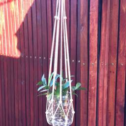 Handmade Macrame Plant Hanger Natural Cotton Cord, 40-Inch Hanging Planter - thumbnail 2