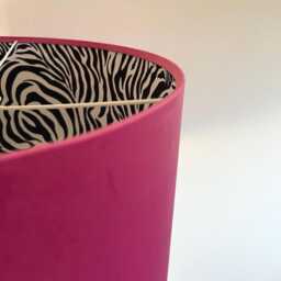 Hot Pink Velvet Drum Lampshade Zebra Print Interior, Ceiling Light Shade - thumbnail 3