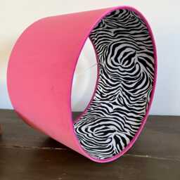 Hot Pink Velvet Drum Lampshade Zebra Print Interior, Ceiling Light Shade - thumbnail 2