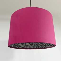 Hot Pink Velvet Drum Lampshade Zebra Print Interior, Ceiling Light Shade - thumbnail 1