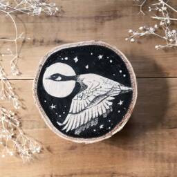 Goose Christmas Ornament - Original Drawing On Birch Wood - thumbnail 1