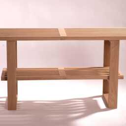 Handmade Oak Entryway Bench Slatted Shoe Rack Or Bookshelf - thumbnail 3