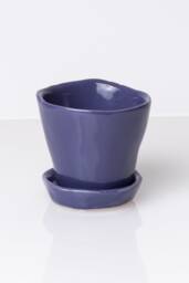 Violet Ceramic Planter With Saucer, Small Planter, Plant Pot, Pot Succulent Mini - thumbnail 1