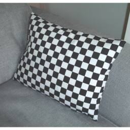 "Black & White Pillow Cover With Zip Ska Check 2 Tone 12x16 12x20 20x26 Bolster Oblong Cushion Case Sham Pillowcase 16"" 20" - thumbnail 4