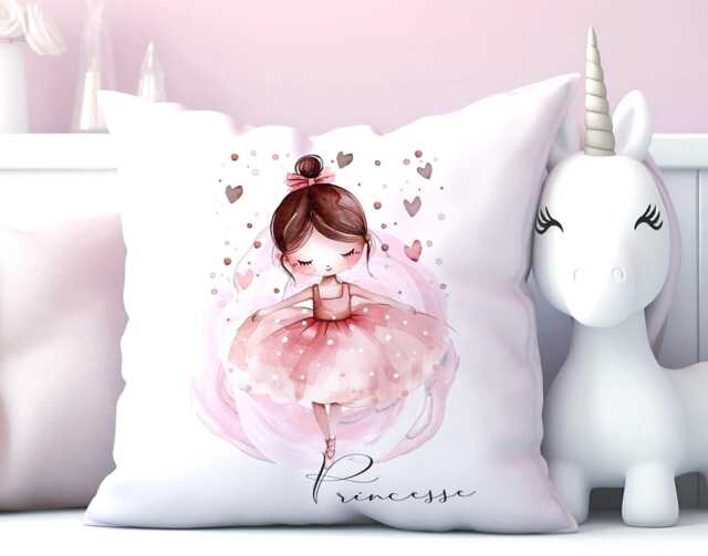 Personalised Ballerina Cushion Custom Name Watercolour Ballet Girl Nursery Decor Pillow Sofia Pink Gift - image 1