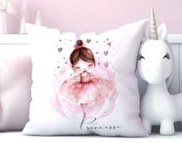 Personalised Ballerina Cushion Custom Name Watercolour Ballet Girl Nursery Decor Pillow Sofia Pink Gift - thumbnail 1