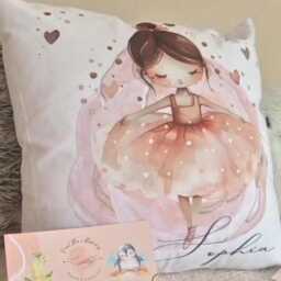 Personalised Ballerina Cushion Custom Name Watercolour Ballet Girl Nursery Decor Pillow Sofia Pink Gift - thumbnail 4