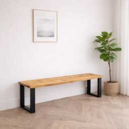 Reclaimed Wood Dining Table With Steel Square Box Legs. - Matching Benches Available - thumbnail 3