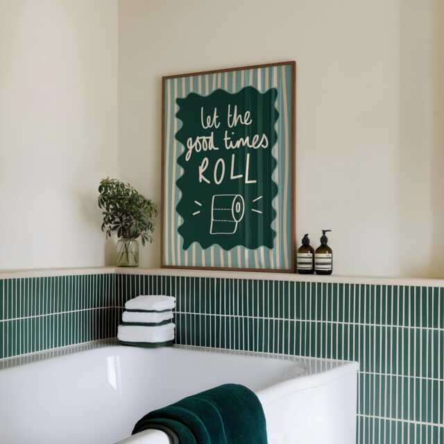 Funny Bathroom Gicl??e Print, Let The Good Times Roll, A3 A4 A5 Toilet Paper Artwork - image 1