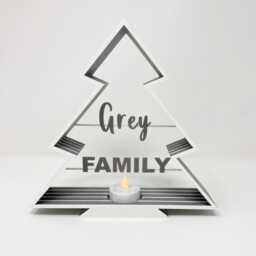 Personalized Christmas Tree Tealight Holder - Holiday Decor - thumbnail 2
