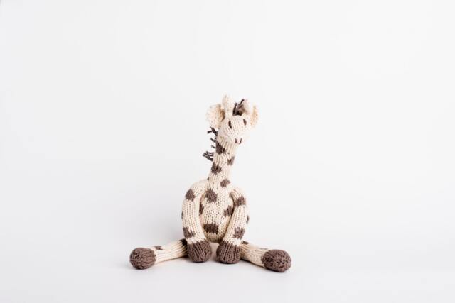 Handmade Cotton Knit Giraffe Stuffed Animal - Kenyan Craft - image 1