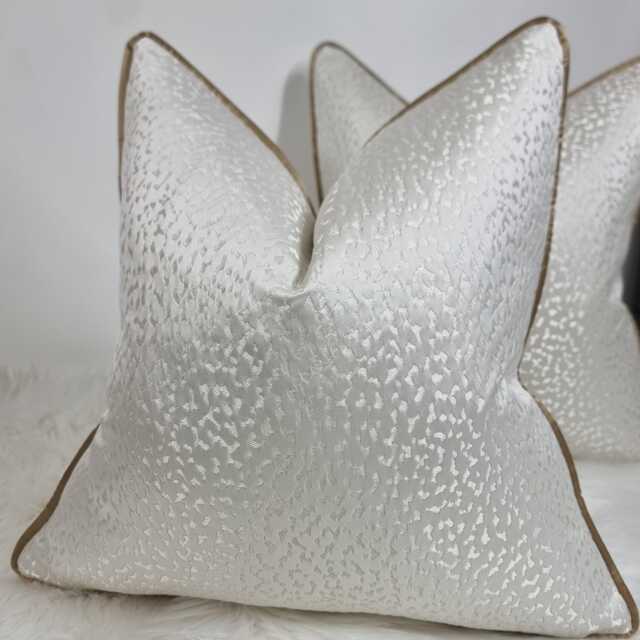 Ivory Cushion Cover Piped in Gold Luxury Home Decor Animal Jacquard Accent Perfect Pillow Cover For Sofa Or Bed - image 1