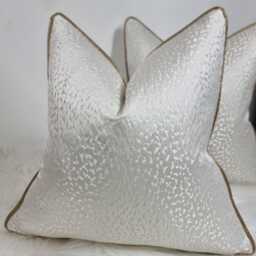 Ivory Cushion Cover Piped in Gold Luxury Home Decor Animal Jacquard Accent Perfect Pillow Cover For Sofa Or Bed - thumbnail 1