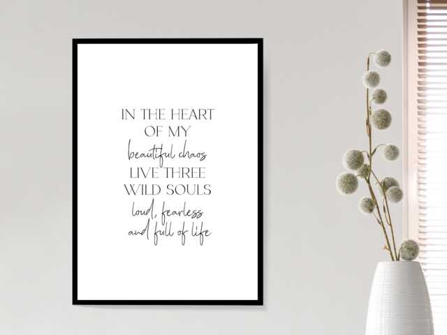 The Heart Of My Beautiful Chaos - Positivity Affirmation Wall Print Gift Bespoke Poster A5 A4 A3 Framed - image 1