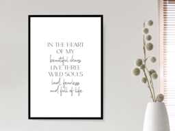 The Heart Of My Beautiful Chaos - Positivity Affirmation Wall Print Gift Bespoke Poster A5 A4 A3 Framed - thumbnail 1