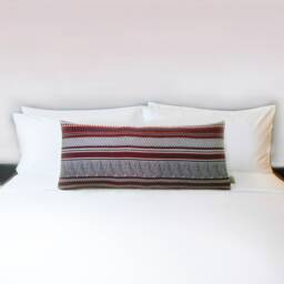 Lumbar Rust Red Wooven Textured Pillow Cover Kilim Style Burnt Red Grey White Native Tribal Cushion Case Southwestern Living Room Bohemian